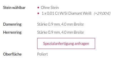 Eheringe und Trauringe Übergrößen auf MyTrauringstore - Eheringe in Größe 76 und Trauringe in Größe 74 und Ringe in Größe 78