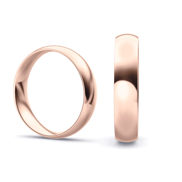 Aufnahme von polierten Rosegold Eheringen mit Sternenhimmel Diamanten in 4,5 mm Breite 