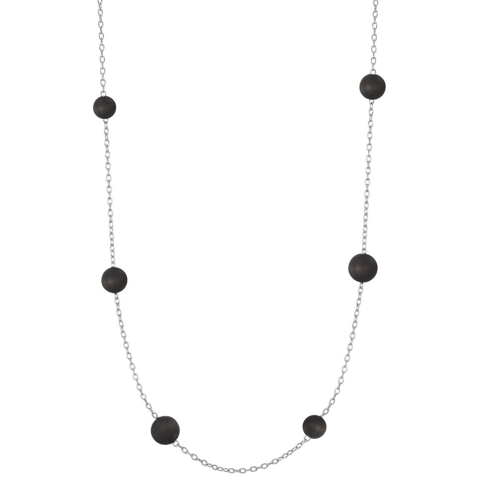 zweifarbiges Collier mit Carbonkugeln an polierter Edelstahlkette