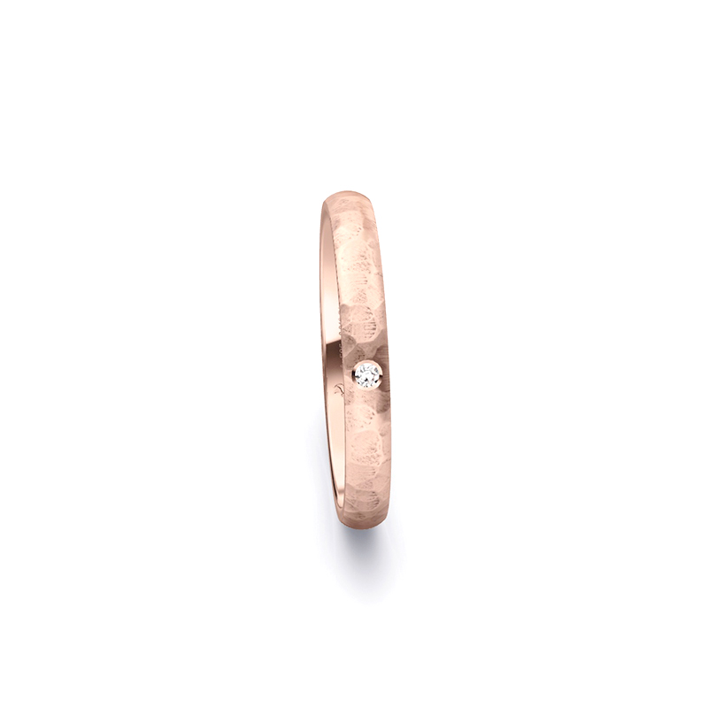 Besondere Roségold Eheringe in schmalem Design mit Diamanten 5062