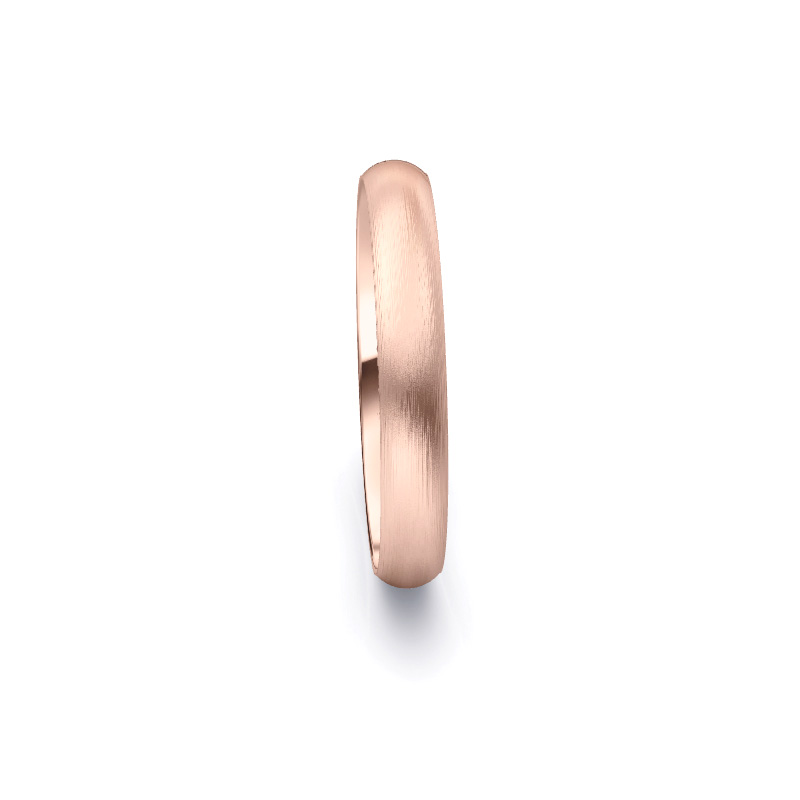 Aufnahme von schlichten matten Trauringen aus Rosegold mit Diamanten mit 3,5 mm Breite