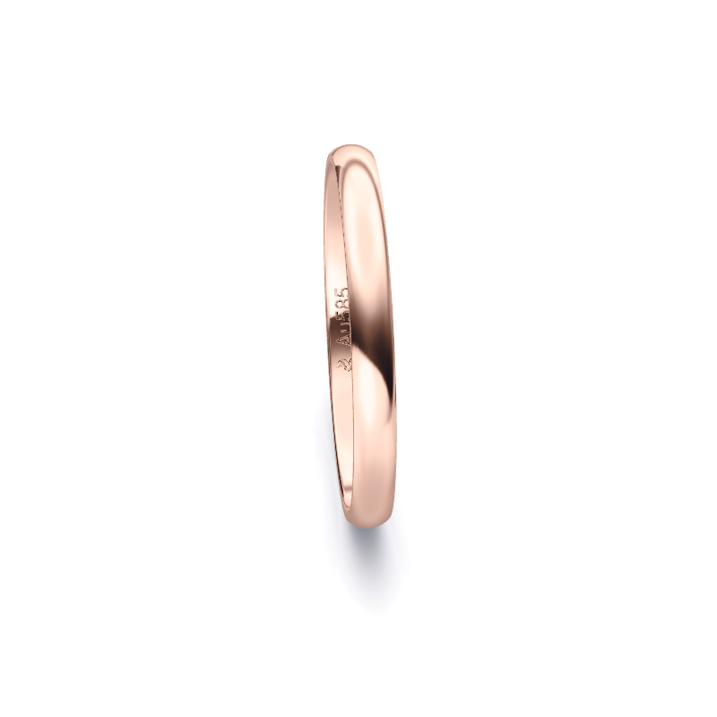 Aufnahme von schlichten polierten Roségold Eheringe mit Diamanten in 2,5 mm