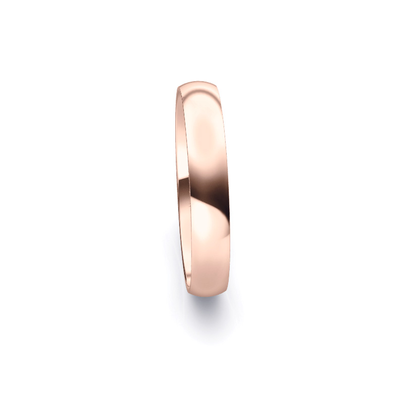 Aufnahme von schlichten polierten Roségold Eheringe in 4 mm