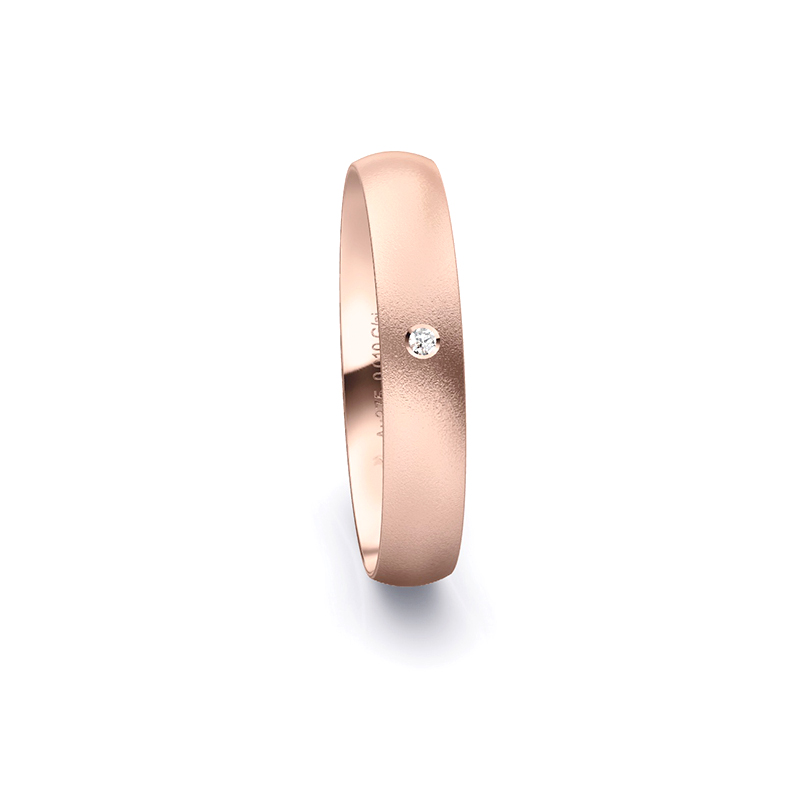 Originelle Eheringe aus Roségold mit Diamanten in sandmattem Design 4600