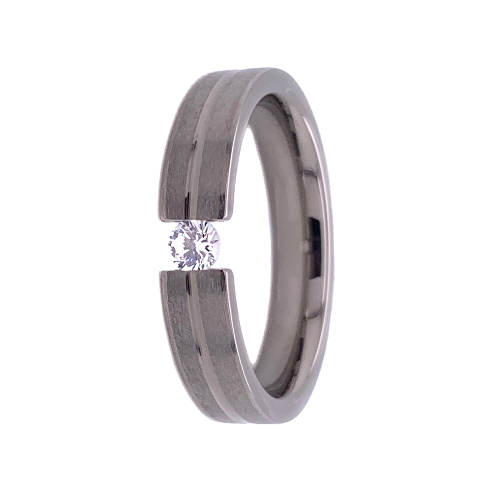 In elegantem Design gestalteter Verlobungsring aus Titan mit Diamanten 7495