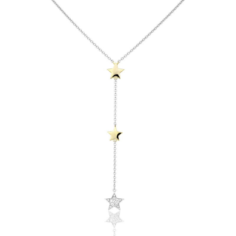 Aufnahme von einem Gelbgold&Weißgold Collier mit  Sternen-Anhänger mit Diamanten