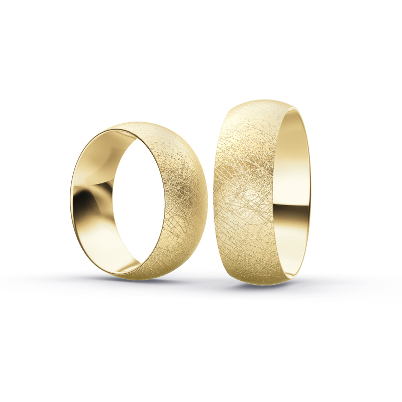 Gelbgold Eheringe mit Diamanten und Eismattierung in 7 mm Breite 