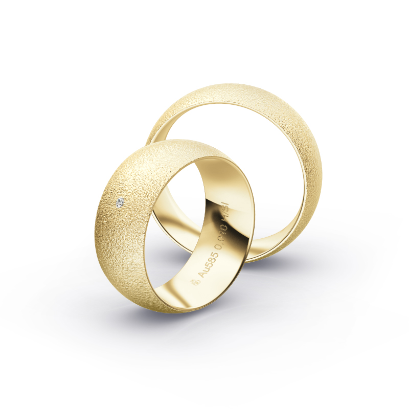 Gelbgold Eheringe mit Diamanten und Körnung in 8 mm Breite 