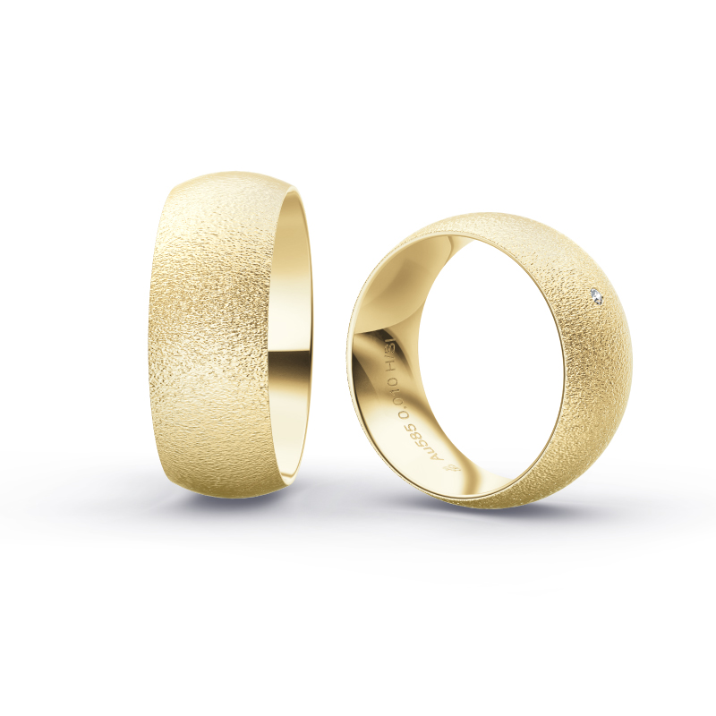 Gelbgold Eheringe mit Diamanten und Körnung in 8 mm Breite 