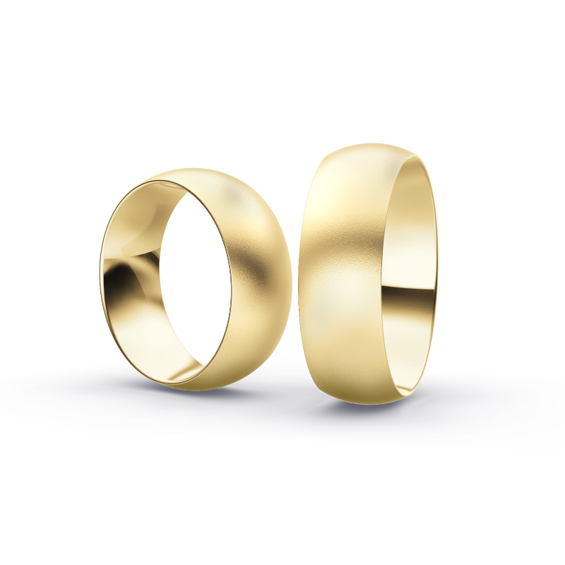 Gelbgold Eheringe mit Diamanten und Sandmattierung in 7 mm Breite 