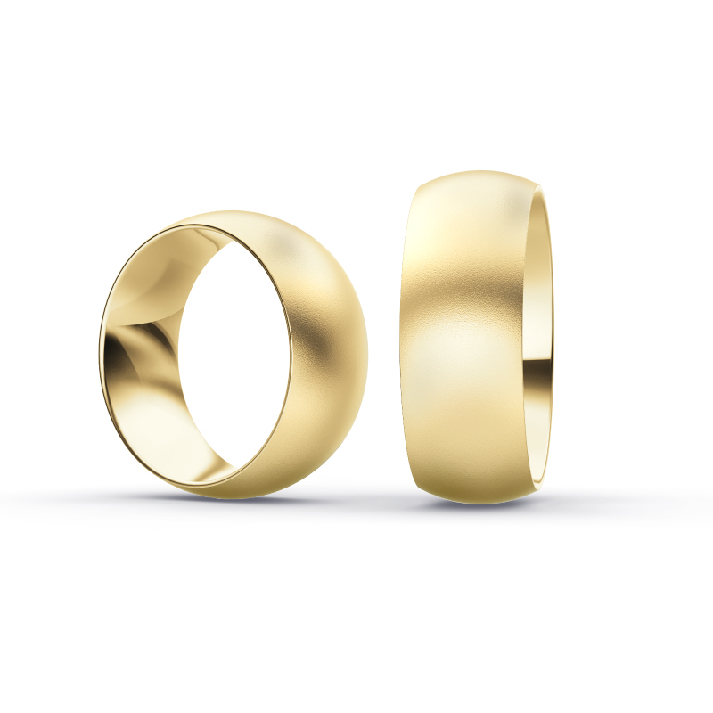 Gelbgold Eheringe mit Diamanten und Sandmattierung in 8 mm Breite 