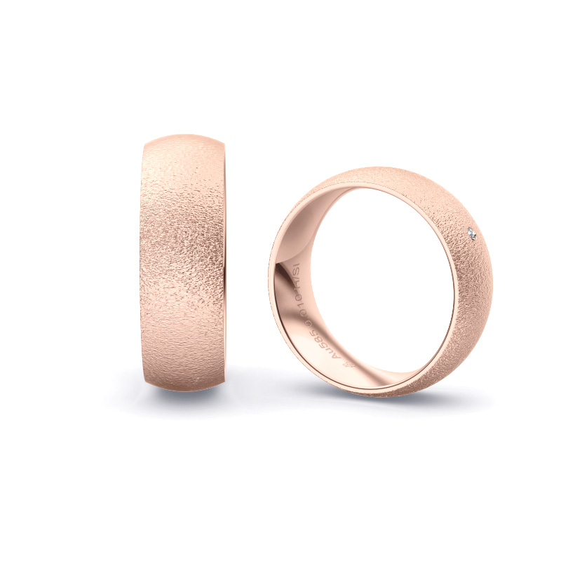 Roségold Eheringe mit Diamanten und Körnung in 7 mm Breite