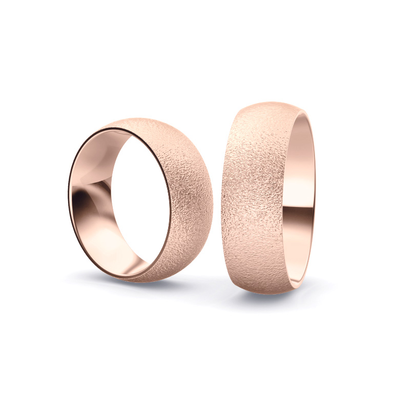 Roségold Eheringe mit Diamanten und Körnung in 7 mm Breite