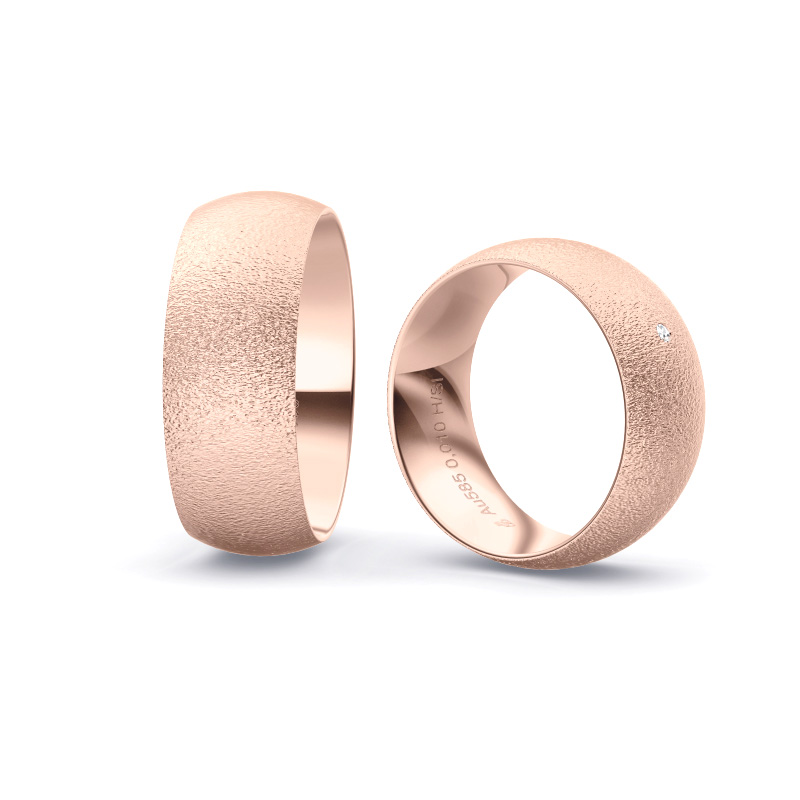 Roségold Eheringe mit Diamanten und Körnung in 8 mm Breite 