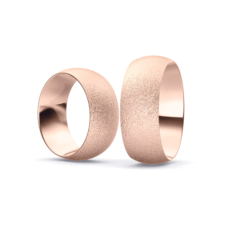 Roségold Eheringe mit Diamanten und Körnung in 8 mm Breite 