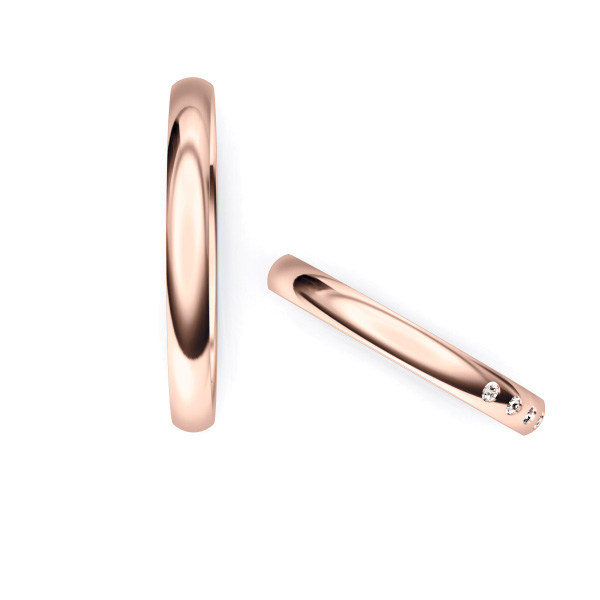 Rosegold Eheringen mit vielen Diamanten in 2,5 mm Breite, poliert