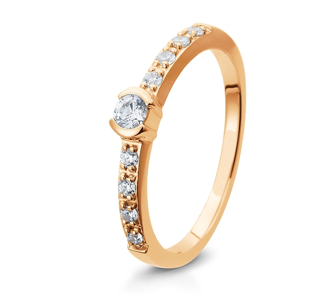 Eleganter Verlobungsring Solitärring Rotgold mit Diamant Brillant Breuning 41/05394 41/05395 41/0539