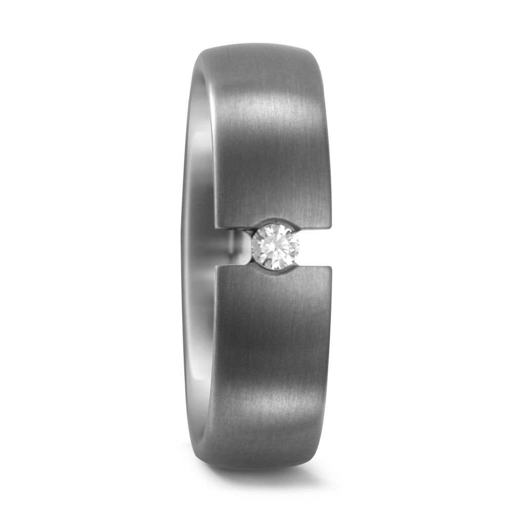 Mattierter Titanring Verlobungsrung aus Titan mit Diamanten von TitanFactory 51774