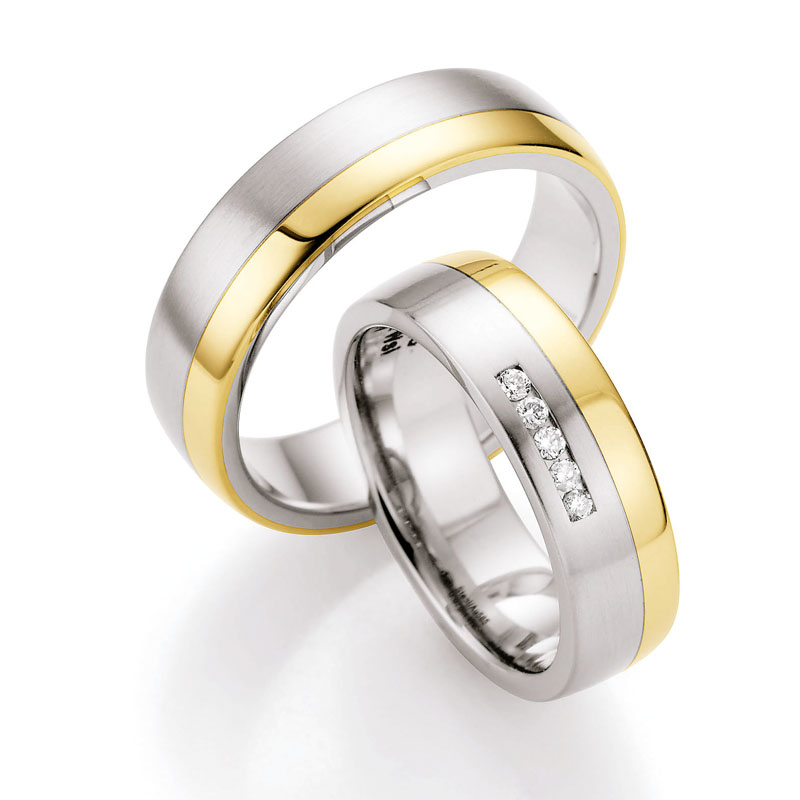 Eheringe Trauringe aus Stahl & Gelbgold mit Diamant Ruesch Collection Nowotny 88/05010-060