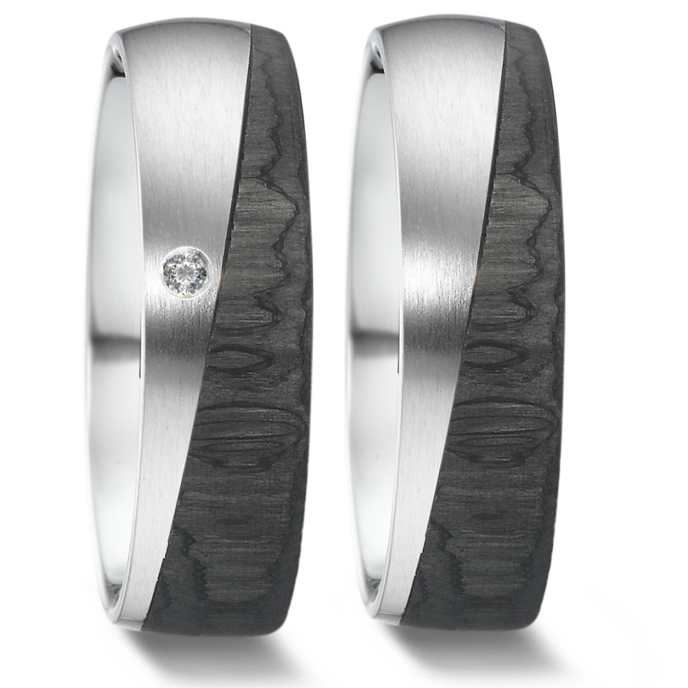 Carbon Partnerringe Eheringe mit Palladium mit einem Diamanten 62318