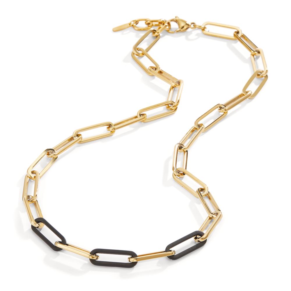 Collier aus Edelstahl mit 14 K Gelbgold und Carbon