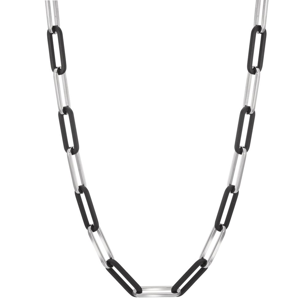 Collier aus Kettengliedern aus poliertem Edelstahl und Carbon