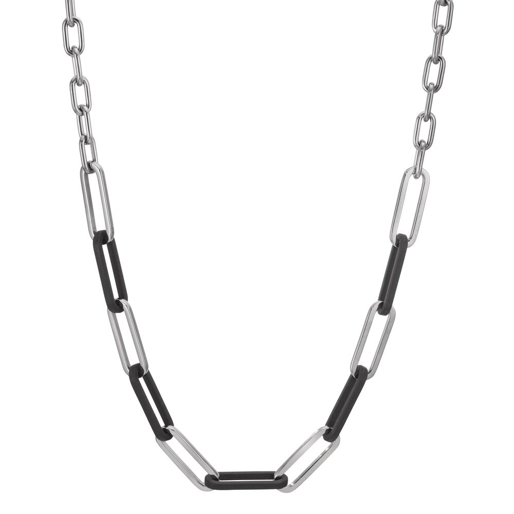 Collier aus Edelstahl und Carbon zweifarbig