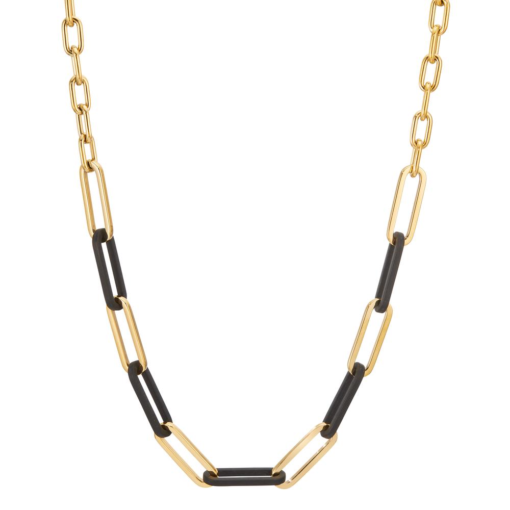 bicolores Collier aus Carbon und mit 14 K Gelbgold Edelstahl