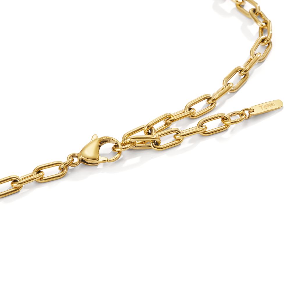 Collier aus mit 14 K Gelbgold vergoldeten Edelstahl mit drei Carbon-Segmenten