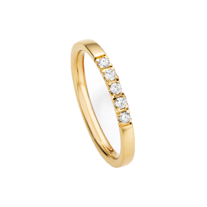 Sonniger Memoirering aus Gelbgold mit 5 funkelnden Diamanten 121053