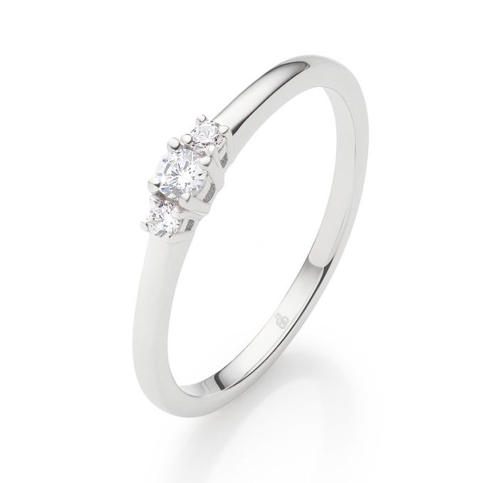 Auffälliger Verlobungsring aus Platin 950 mit drei Diamanten 8115