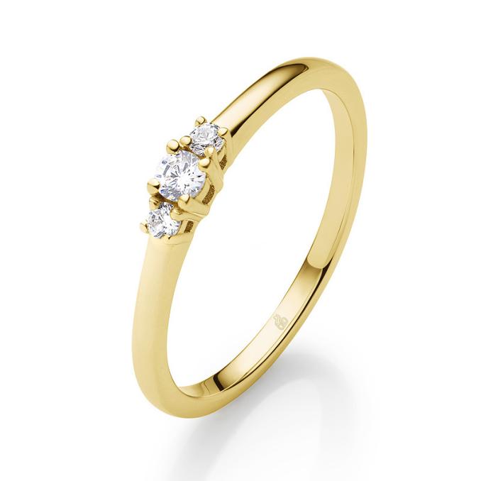 Wunderschöner Antragsring aus Gelbgold 585 mit drei Diamanten 8120