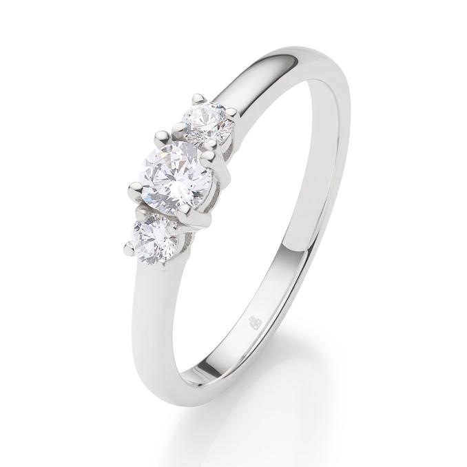 Bezaubernder Antragsring aus Weissgold 375 mit drei Brillanten 8118