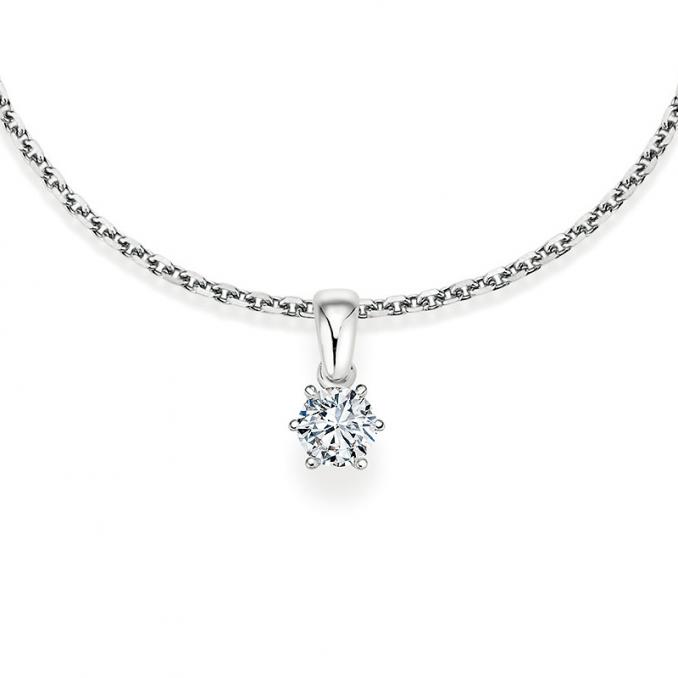 Aufnahme von Weißgold Kettenanhänger mit Diamanten in Sechskrappenfassung