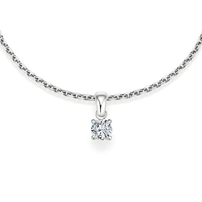 Aufnahme von Weißgold Kettenanhänger mit 0,15 Ct. Diamanten in Vierkrappenfassung