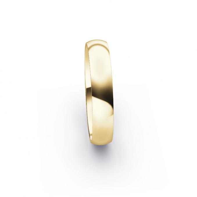 Aufnahme von schlichten polierten Trauringen aus Gelbgold mit 4,5 mm Breite