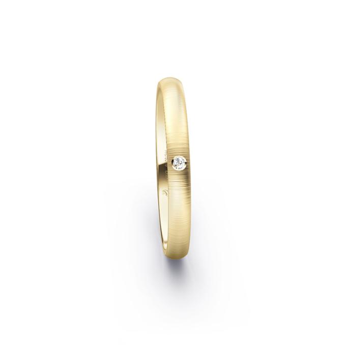 Einmalige Gelbgold Eheringe mit gebürsteter Oberfläche und Diamanten 5156