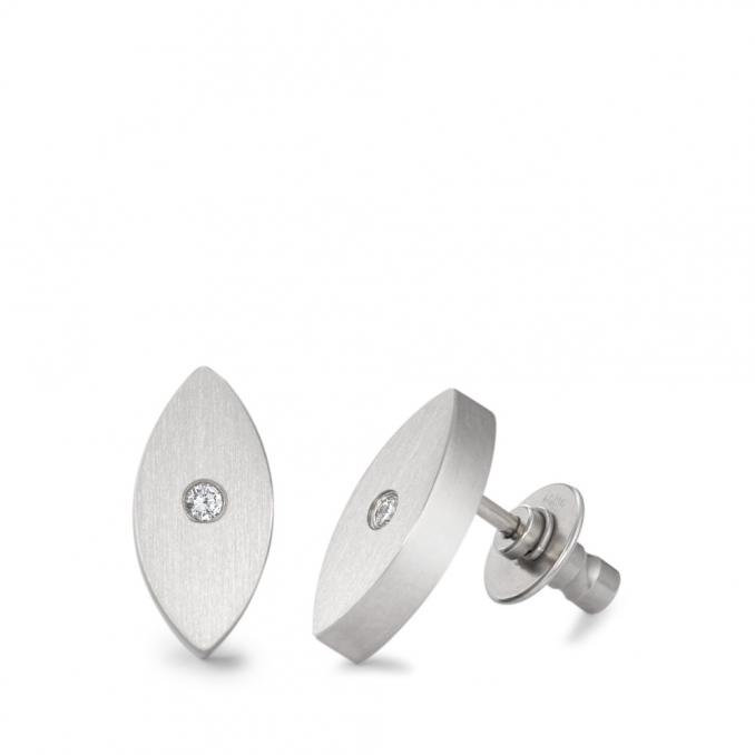 Wundervolle mandelförmige Ohrstecker aus Edelstahl mit einem großen Diamanten 3967519