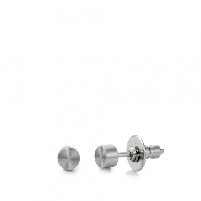 Minimalistische runde Ohrstecker aus satiniertem Edelstahl 3967541