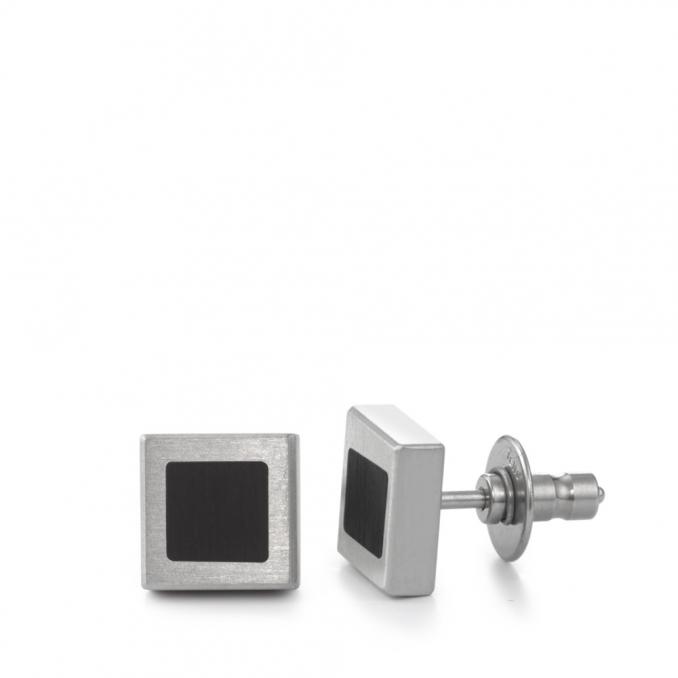 Stilvolle quadratische Ohrstecker mit schwarzer Keramik Einlage 3967520