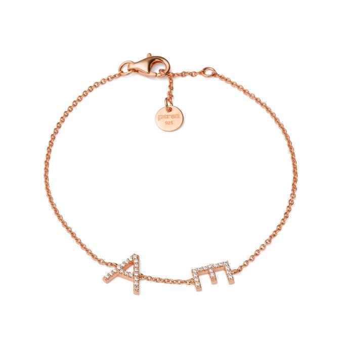 Buchstaben-Armband aus vergoldetem Silber 925 mit Zirkonia-Steinbesatz MY018