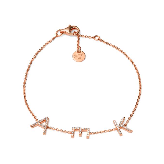 Individuelles Armband aus vergoldetem Silber mit Initialen und Zirkoniasteinen MY021