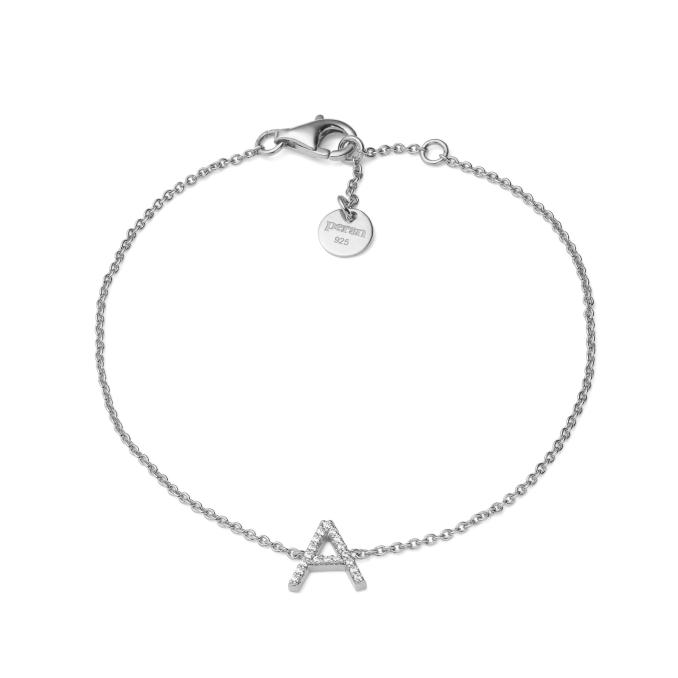 Initialen-Armband aus plattiertem Silber 925 mit Zirkonia-Steinbesatz MY016