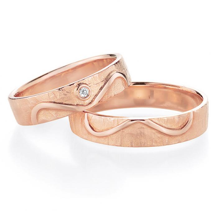 Roségold Eheringe mit Diamanten und Unendlichkeitsmuster 4560009