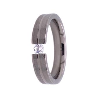 In elegantem Design gestalteter Verlobungsring aus Titan mit Diamanten 7495