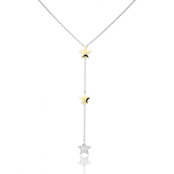 Aufnahme von einem Gelbgold&Weißgold Collier mit Sternen-Anhänger mit Diamanten