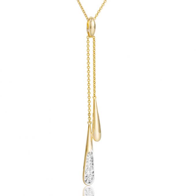 Aufnahme eines Colliers mit asymmetrischem Anhänger aus 585er Gelbgold mit Diamanten