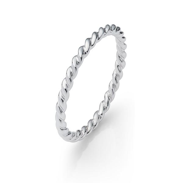Polierter Weißgold mit 14% Palladium Beisteckring mit Windung
