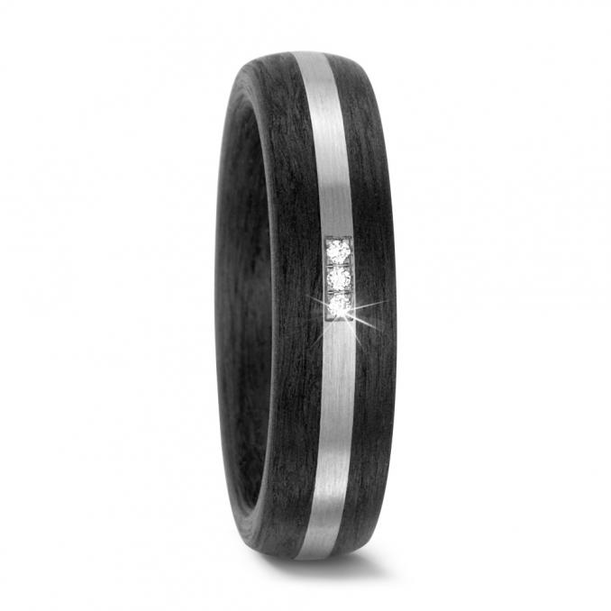 Tolle Partnerringe Eheringe Carbon und Weißgold 585 mit Brillanten 59318/003/002/N558