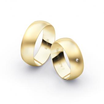 Gelbgold Eheringe mit Diamanten und Sandmattierung in 7 mm Breite 